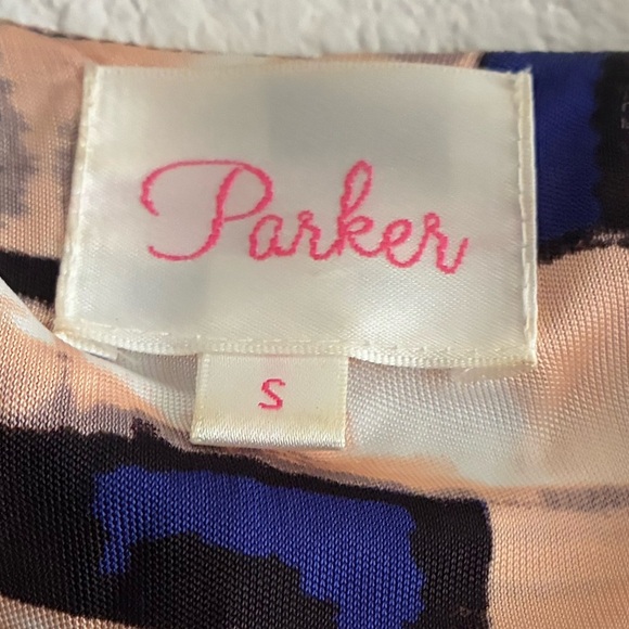 Parker Blouson Catalina Dress Stretch Drape Faux Wrap Watercolor Dolman Sleeve S - Picture 11 of 16